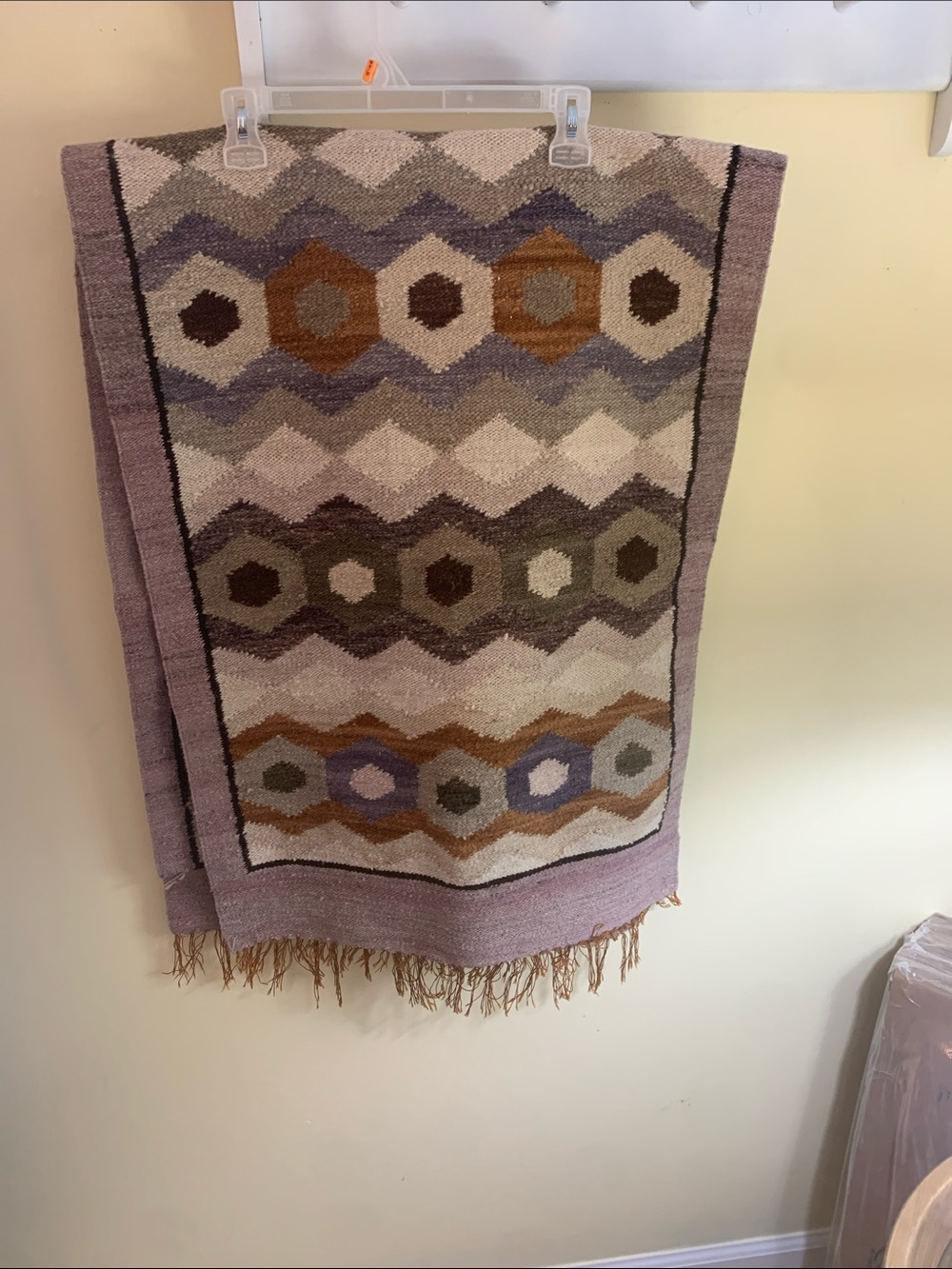 Geometric Pattern Decorative Throw Blanket in Lavender and Earth Tones